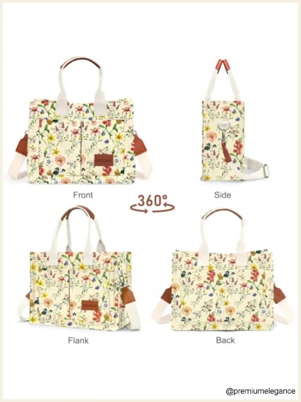 Large Canvas Tote Bag with Multiple Pockets for Work
